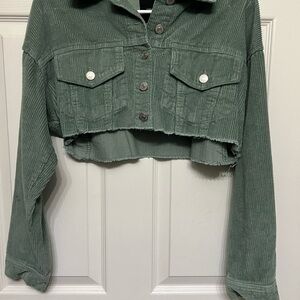 Green Corduroy Cropped Jacket